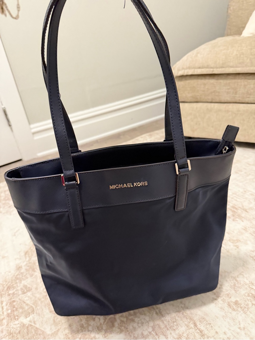 Michael Kors Navy and Gold Tote